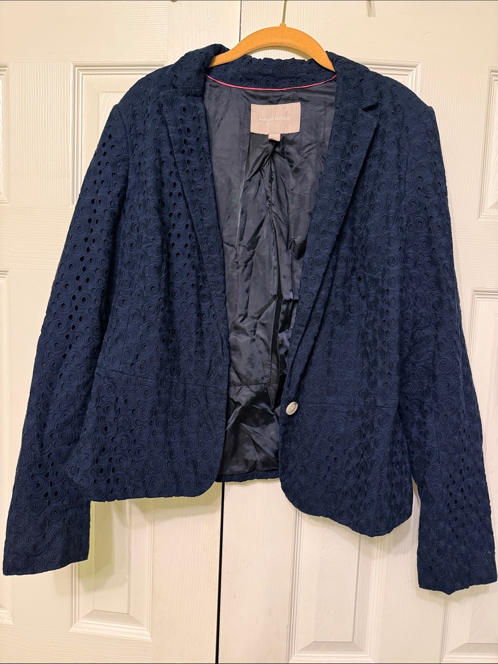 Banana Republic Navy Eyelet Lace Blazer